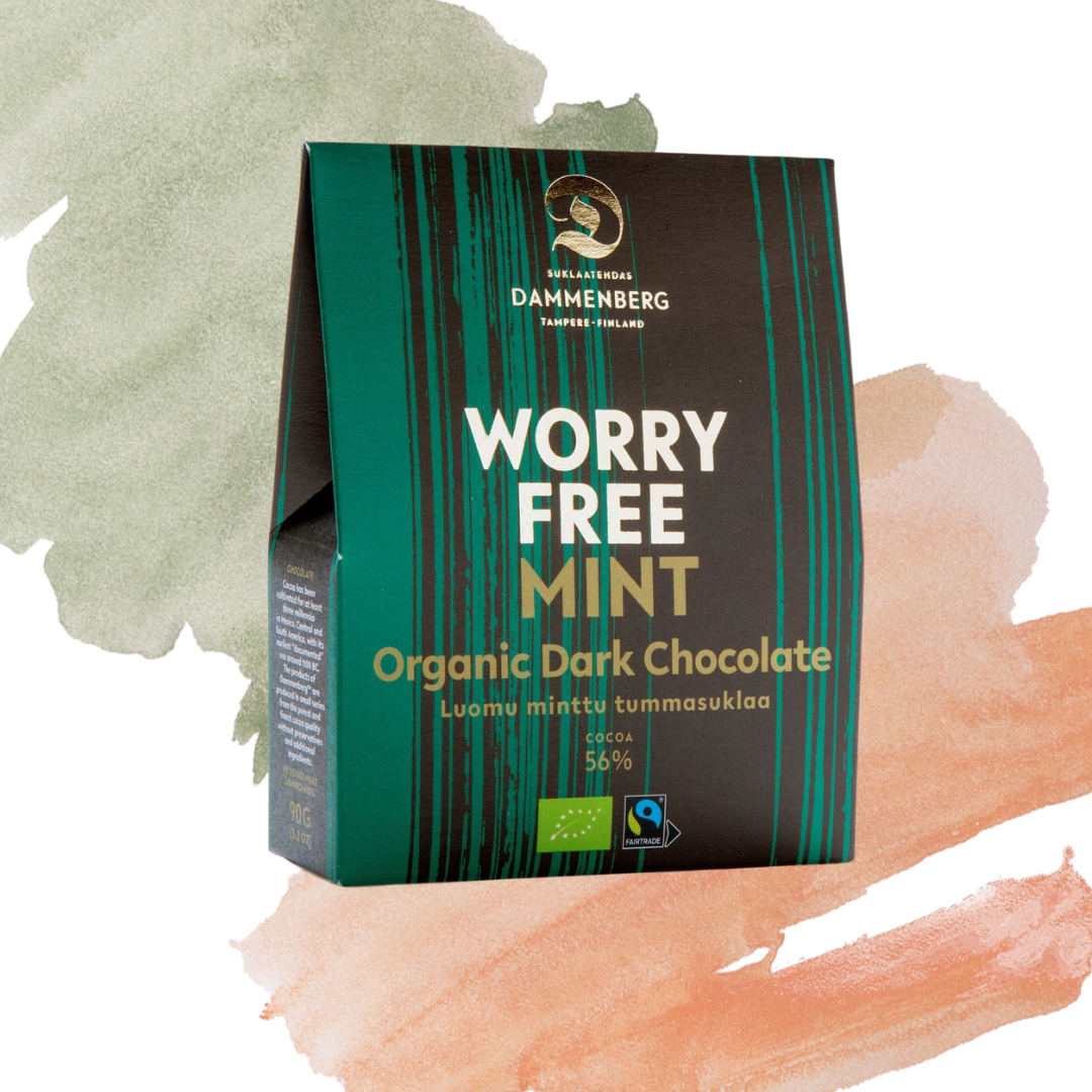 Worry free luomu 56% minttu tumma suklaanappi 90g