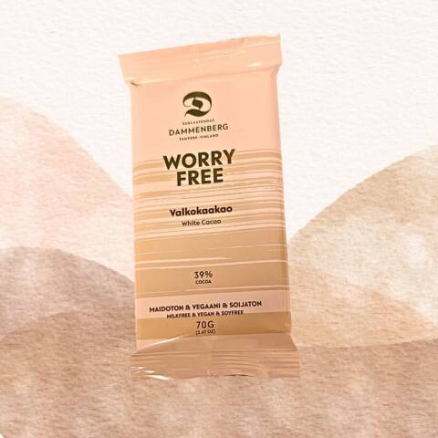 Worry free valko kaakaolevy - 39% 70g - maidoton, soijaton