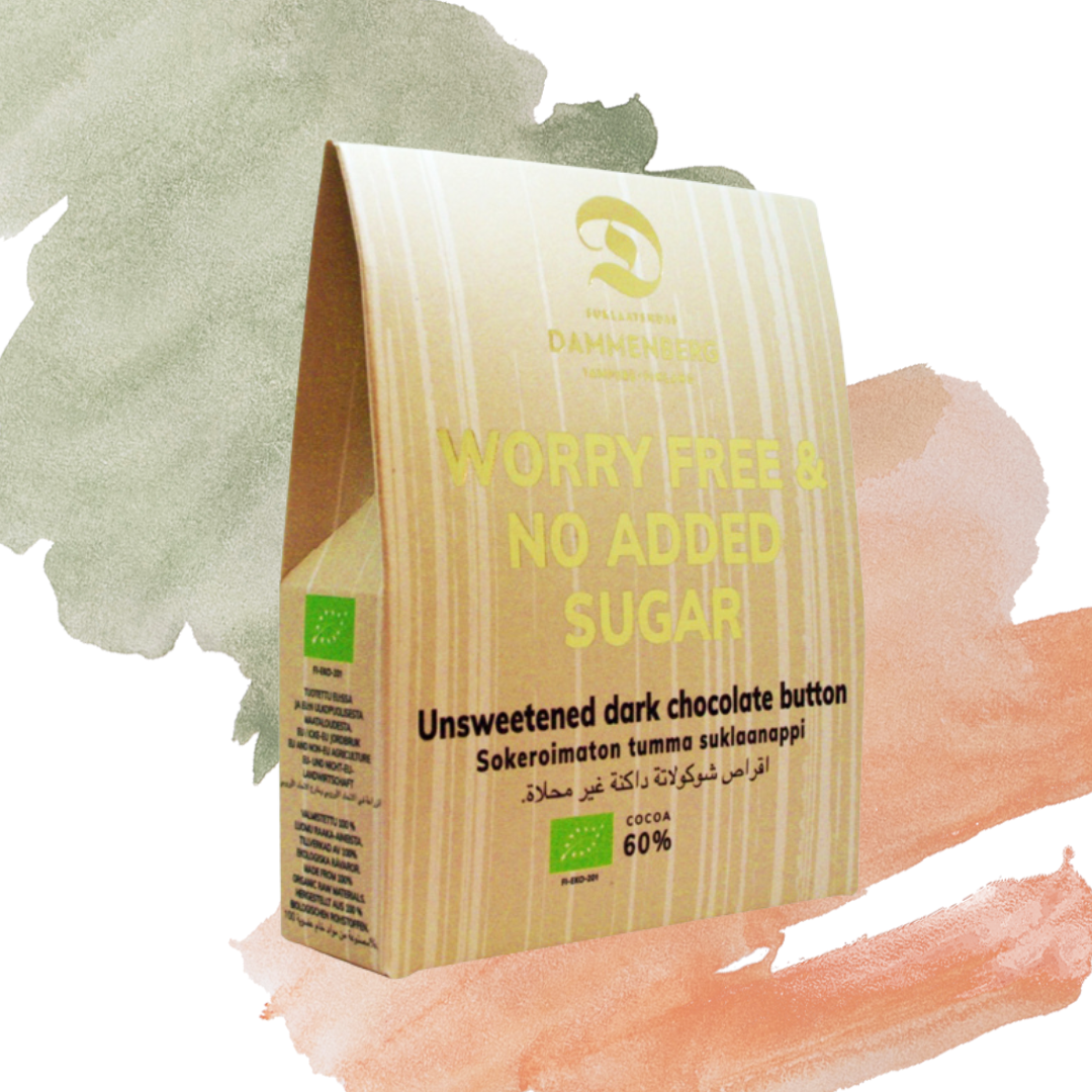 60% Luomu, worry free sokeroimaton, vegaani, maidoton taateli tumma suklaanappi 90g UUSI