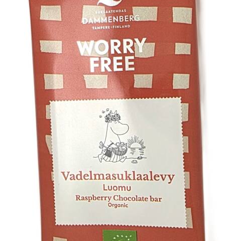 Muumi Vadelma suklaalevy 46% -  70g - soijaton, maidoton, vegaani, luomu