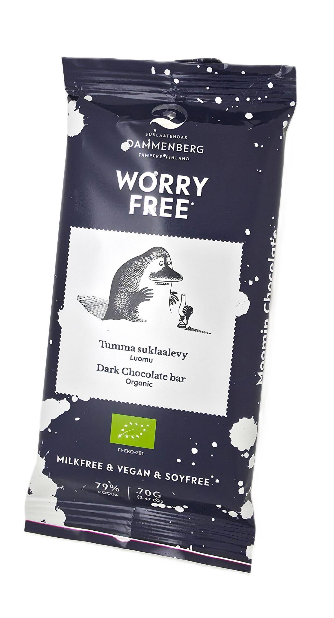 Muumi tumma suklaalevy 70g - 79% maidoton, soijaton, luomu