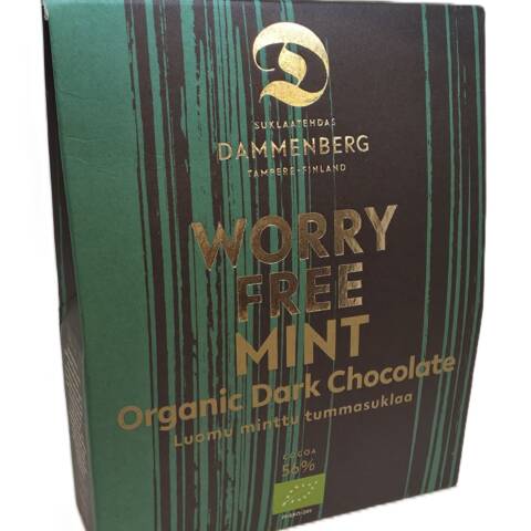Worry free luomu  56% minttu tumma suklaanappi 90g