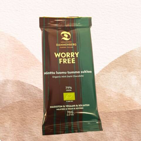 Worry free minttu tumma suklaalevy - 79 % 70 g - luomu